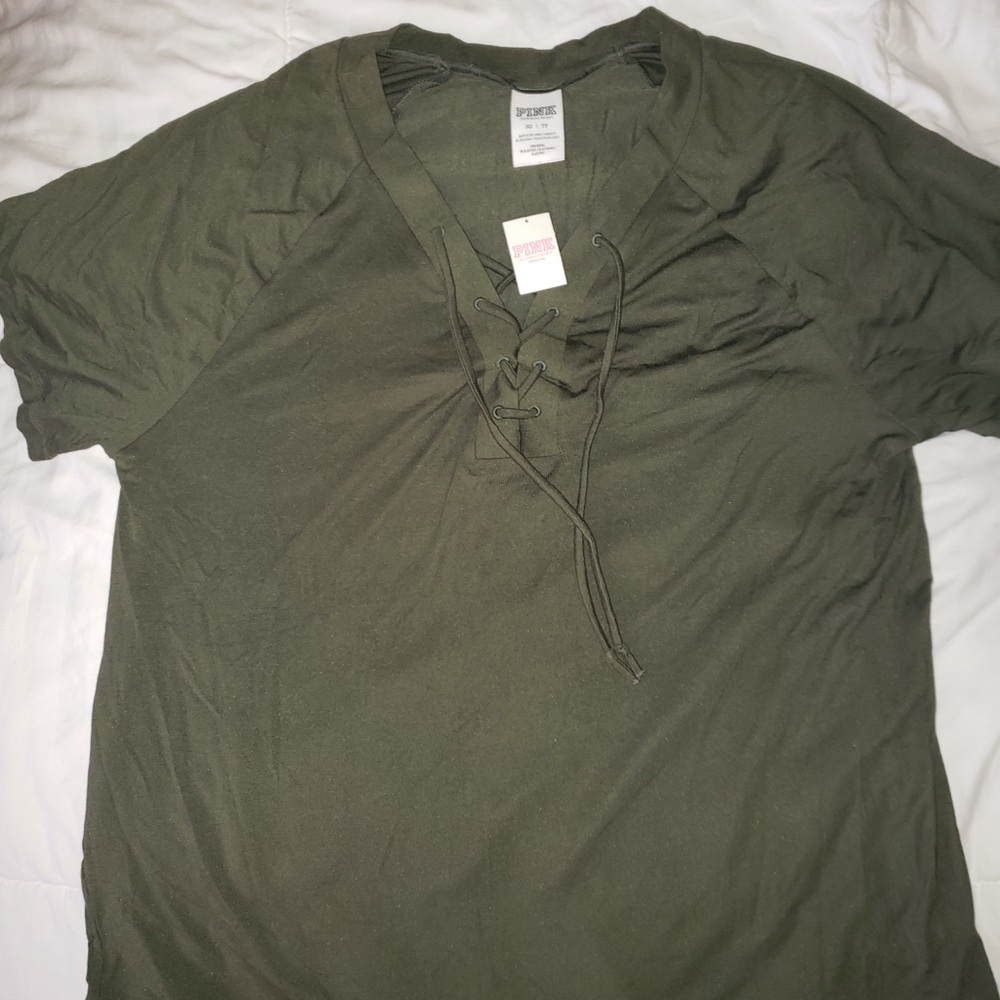 VS PINK Lace up tee NWT